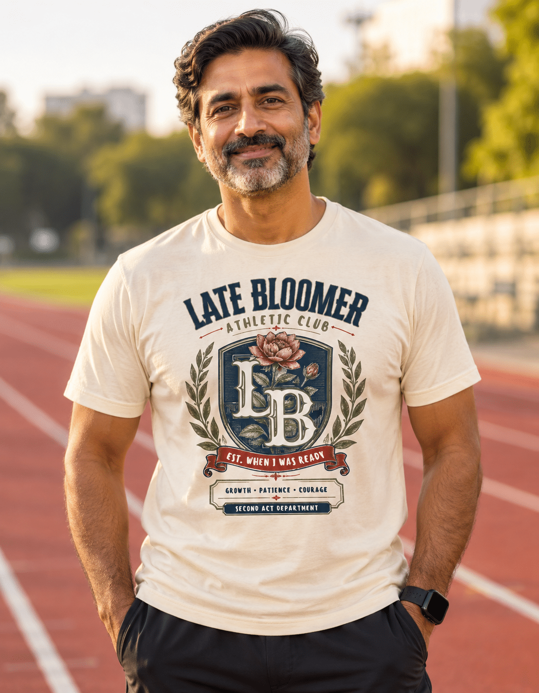 Late Bloomer Athletic Club Graphic T-Shirt – Vintage Retro Tee for Late Bloomers, Second Act Dreamers & Personal Growth - Image 2